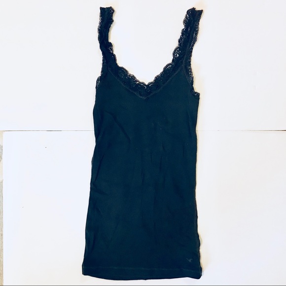 American Eagle Outfitters Tops - American eagle black lace edged tank American Eagle Outfitters Tops - American eagle black lace edged tank